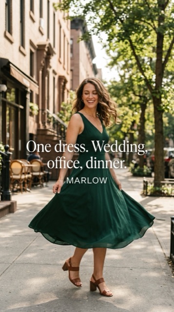 Spec ad for a womenswear brand, story · one item, three uses